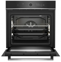 Электрический духовой шкаф BEKO BBIM13400XS, 71л, чёрный, 13 режимов, поворотные переключатели, каталитическая очистка (задняя панель), телескопические направляющие