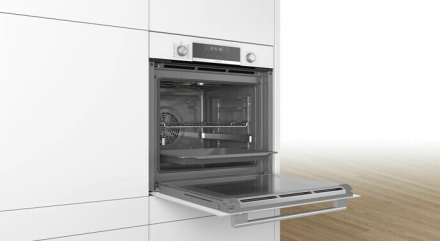 Электрический шкаф Bosch HBG5780W0, белый, Serie 6, пиролитическая очистка, 10 режимов, утапливаемые переключатели