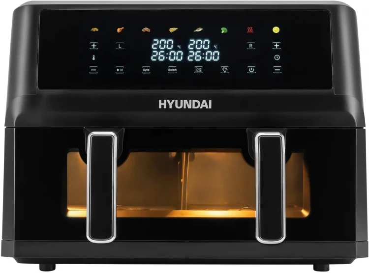 Аэрогриль Hyundai HYF-9089, 2400W, 11л, 9 автоматических программ, черный