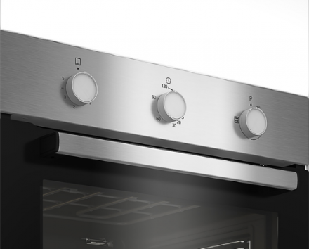 Газовый духовой шкаф BEKO BBIGT21100X 7779420261, нержавеющая сталь, газ-контроль, поворотные переключатели, 72 л