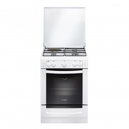 Комбинированная плита Gefest 6110-01 0300, белая, газ-контроль полный, конфорок газовых - 3 шт, электрических - 1 шт, электророзжиг