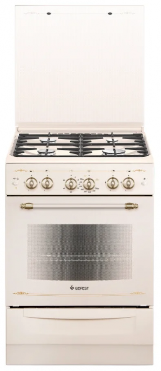 Кухонная плита GEFEST 6100-02 0182, газ-контроль духовки, эмалированная, электроподжиг, 52 л