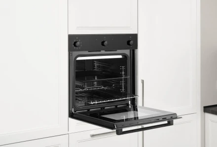 Духовой шкаф Weissgauff EOV 206 SB Black Edition, чёрный,  64 л, эмаль легкой очистки, переключатели поворотные