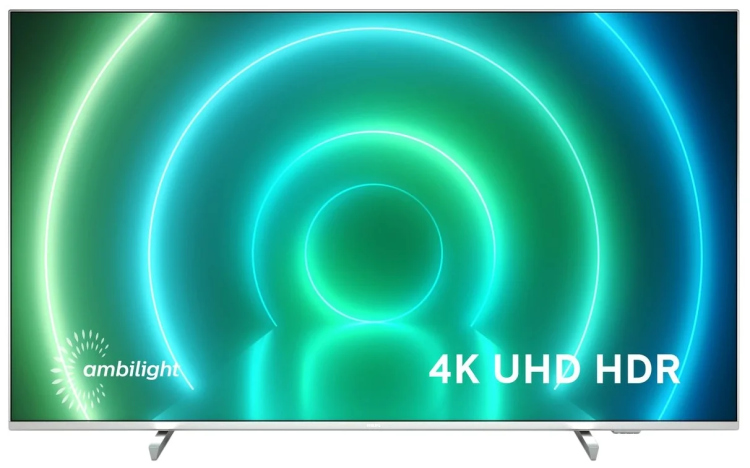 Уценённый 50" Телевизор Philips 50PUS7956/60 HDR, LED (2021), серебристый (небольшая царапина на матрице, не влияющая на работоспособность)