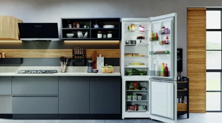 Холодильник Hotpoint  HT 5200 W, 325 л, внешнее покрытие-эмаль, размораживание - No Frost, дисплей, 60 см х 196 см х 64 см