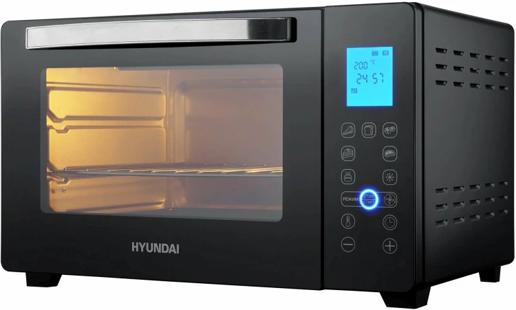 Мини-печь HYUNDAI MIO-HY096, сенсорное управление, 28 л, 1.6 кВт, до 250 градусов