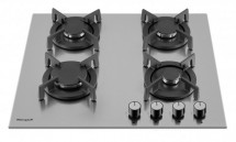 Газовая варочная панель Weissgauff HGG 640 XRV, нержавеющая сталь, чугунная решётка, газ-контроль, экспресс-конфорка, электроподжиг