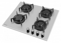 Газовая варочная панель Weissgauff HGG 640 XRV, нержавеющая сталь, чугунная решётка, газ-контроль, экспресс-конфорка, электроподжиг