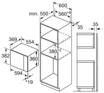 Микроволновая печь Bosch BFL554MW0, 25 л, 900 Вт, автоматическая разморозка, дисплей