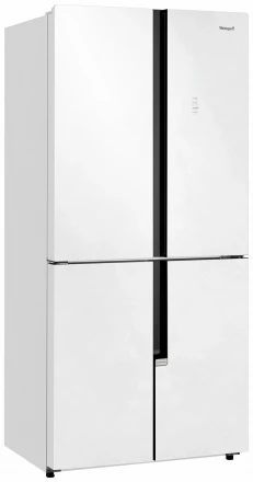 Холодильник Weissgauff WCD 450 White Rock Glass NoFrost Inverter, 413 л, внешнее покрытие-металл, размораживание - No Frost, дисплей, 75.9 см х 191.2 см х 60 см