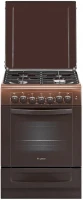 Плита комбинированная GEFEST 6102-02 0301, коричневая, гидролизная очистка, газ-контроль горелок стола, электророзжиг горелок, чугунные решетки, металлическая крышка