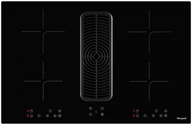 Индукционная варочная панель WEISSGAUFF HI 840 TESLA CROSS AIR + FAN HOOD 