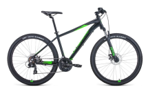 Велосипед FORWARD APACHE 27,5 2.0 D (27,5&quot; 21 ск. рост. 15&quot;) 2022, черный матовый/ярко-зеленый, RBK22FW27288