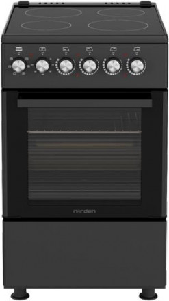 Плита электрическая NORDEN FF5055XXVD черный матовый, объем духовки 52 л, без крышки
