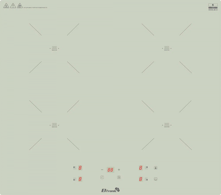Варочная панель ELTRONIC (88-35) 4 конфорки индукционная Серо-зеленая