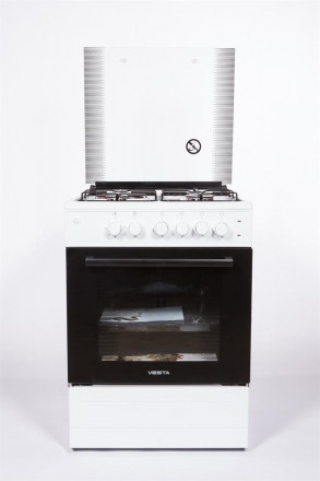 Комбинированная плита VESTA Valencia VKE 50 10-E белый, 3 газовые конфорки, 1 электрическая конфорка, эмалированная, электроподжиг, 65 л