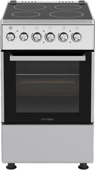 Плита электрическая NORDEN FF5055XXVk нержавеющая сталь, объем духовки 52 л, без крышки, 4 зоны нагрева
