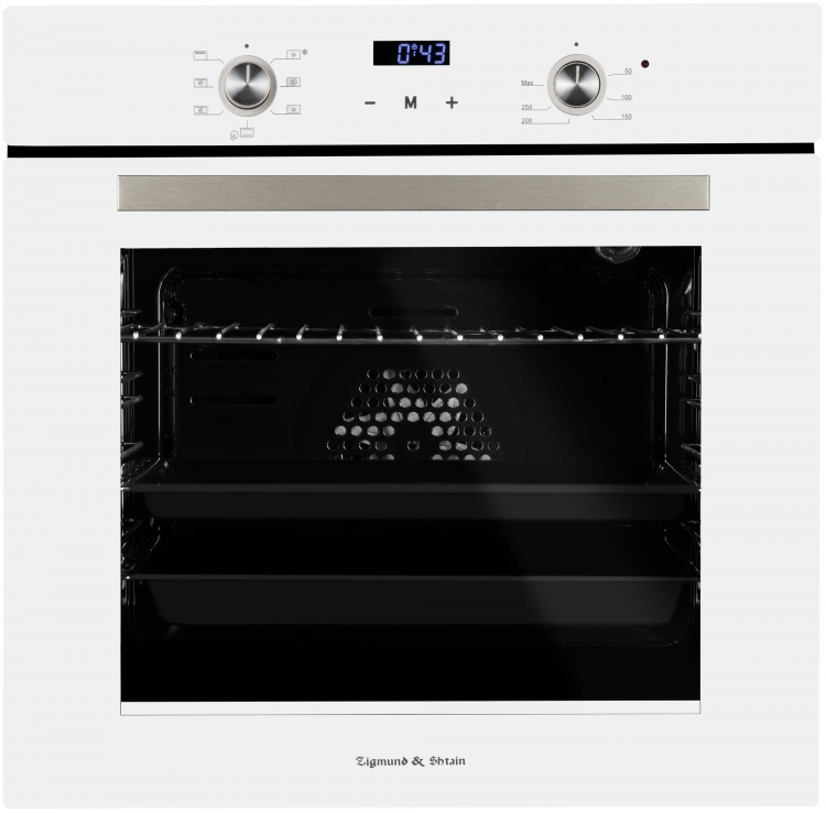 Духовой шкаф ZIGMUND & SHTAIN E153W, белый, 72 л, эмаль легкой очистки, утапливаемые ручки