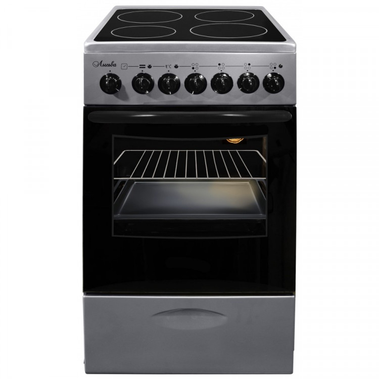 Электрическая плита Лысьва ЭПС 43р1МС (EF4005MK00) жемчужно-светло-серая, стеклокерамика, 4 зоны нагрева, 57 л, электроподжиг, ящик для посуды