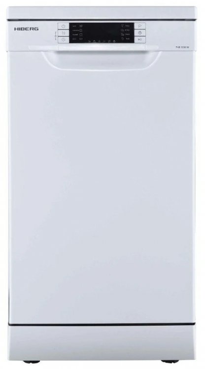 Посудомоечная машина HIBERG F48 1030 W, белый, узкая, отдельностоящая, 8 программ, конденсационная