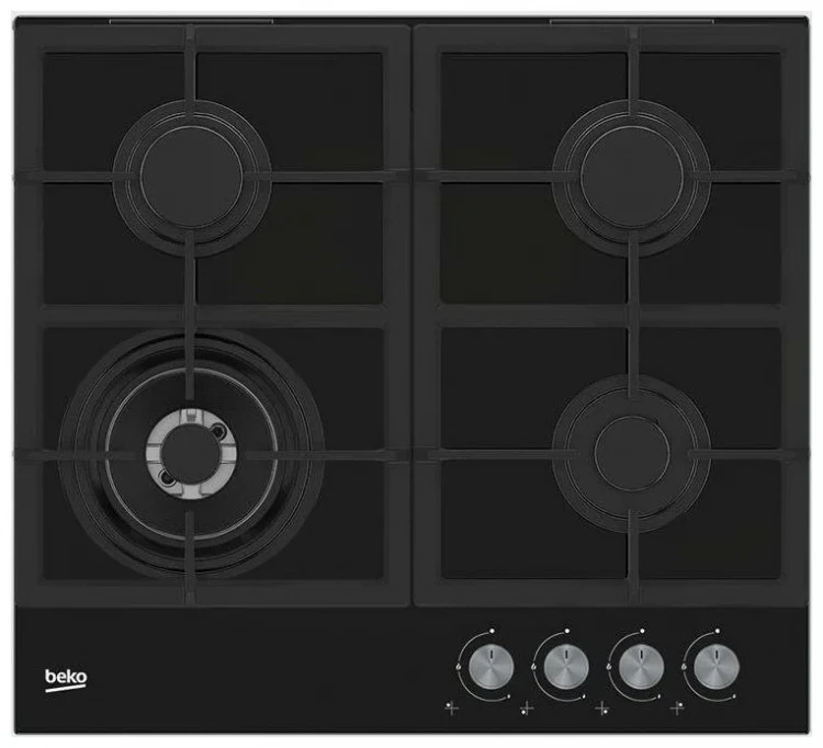 Газовая варочная панель Beko HILW 64225 S, с рамкой, цвет панели черный, цвет рамки черный