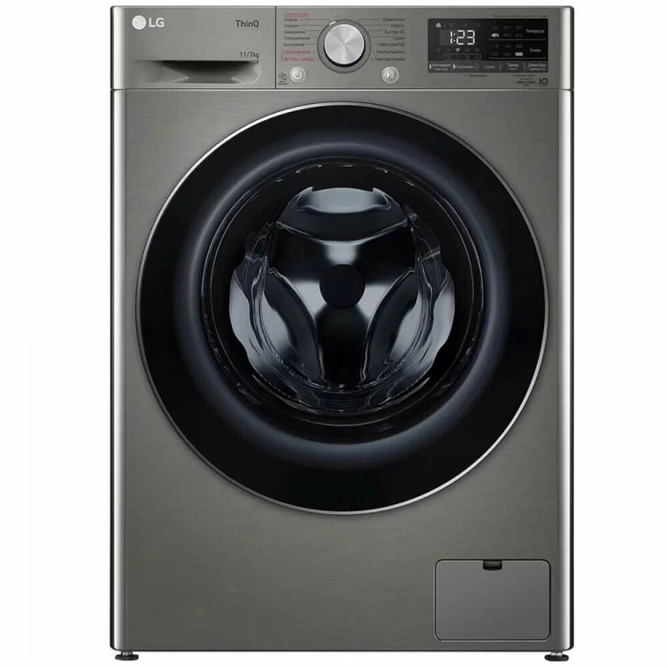 Стиральная машина с сушкой LG TW4V5EG2S, серебристая, 11/7 кг, 1400 об/мин, инверторная