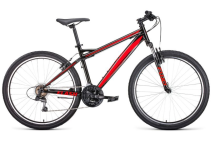 Велосипед FORWARD FLASH 26 1.0 (26&quot; 21 ск. рост. 17&quot;) 2022, черный/красный, RBK22FW26651