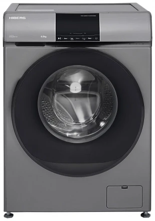 Стиральная машина HIBERG i-DDQ6-612 Sd, 6 кг, 1200 об/мин, серая, инверторная, 16 программ