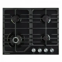 Варочная панель Schaub Lorenz SLK GY6018, чёрная, 4 конфорки, чугунные решётки, электроподжиг, WOK конфорка