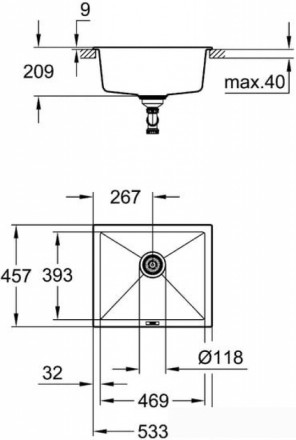 Кухонная мойка Grohe K700U 60-C 53.3/45.7 1.0 31654AT0 (серый гранит)