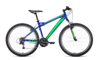Велосипед FORWARD FLASH 26 1.0 (26" 21 ск. рост. 19") 2022, синий/ярко-зеленый, RBK22FW26660