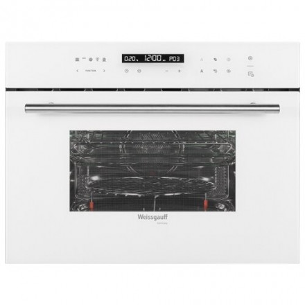 Компактный духовой шкаф WEISSGAUFF OE 442 W, белый, 8 функций, 13 программ, сенсорное управление, с СВЧ