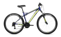 Велосипед FORWARD FLASH 26 1.2 (26" 21 ск. рост. 19") 2022, синий/ярко-зеленый, RBK22FW26664