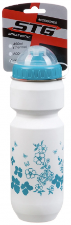 Фляга STG CSB-532L с крышкой, 800 мл, белый с голубым рисунком