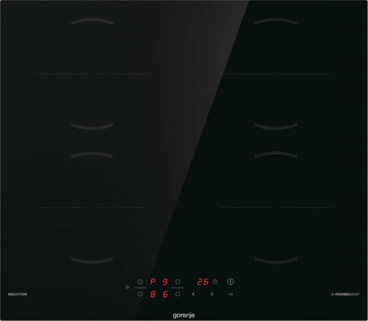 Индукционная варочная панель GORENJE GI6401BSCE, 4 конфорки, управление сенсорное, цвет черный, управление электронное 