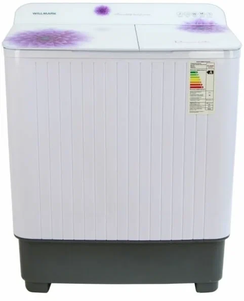 Активаторная стиральная машина Willmark WMS-85G Белое стекло, фиолетовые цветы