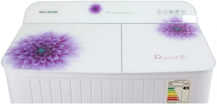 Активаторная стиральная машина Willmark WMS-85G Белое стекло, фиолетовые цветы