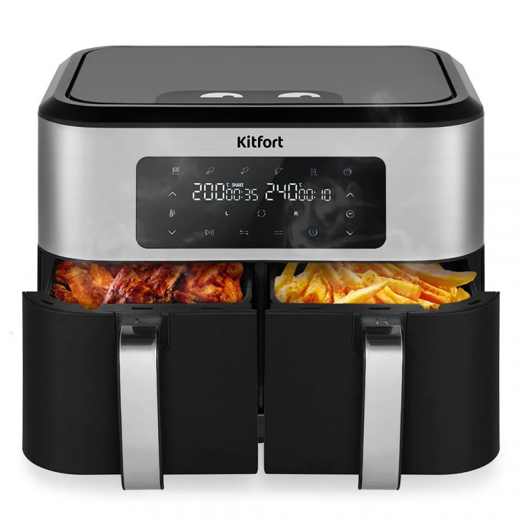 Аэрогриль KITFORT КТ-2249 черный и серебристый