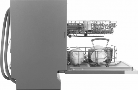 Встраиваемая посудомоечная машина HYUNDAI HBD 441, индикация луч на полу, полная защита от протечек AQUASTOP, таймер отсрочки 24 часа, моющие таблетки 3в1