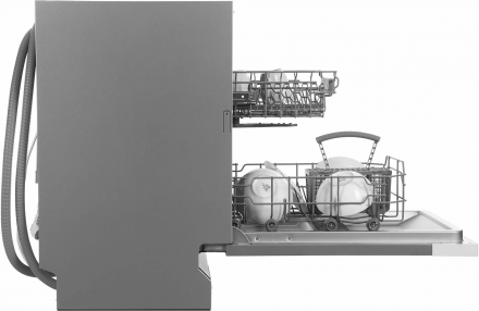 Встраиваемая посудомоечная машина HYUNDAI HBD 441, индикация луч на полу, полная защита от протечек AQUASTOP, таймер отсрочки 24 часа, моющие таблетки 3в1