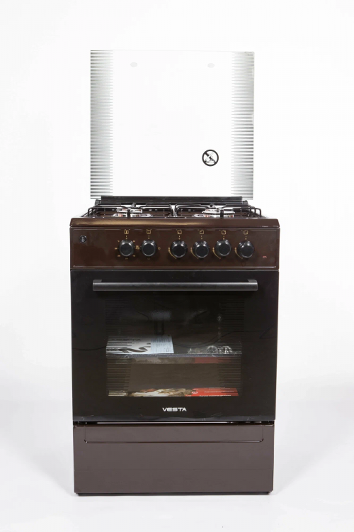 Газовая плита VESTA Valencia VGE 10-E Коричневый Ex ГК с электрической духовкой, электро-поджиг