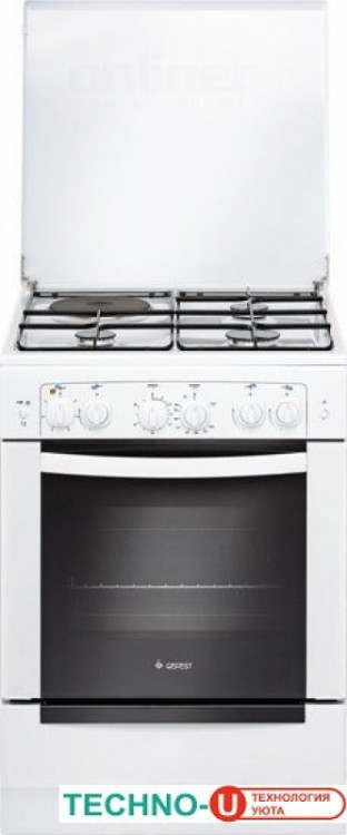 Кухонная плита GEFEST 6110-02, комбинированная, 3 газовые конфорки, 1 электрическая конфорка, газ-контроль духовки, электроподжиг, 55 л