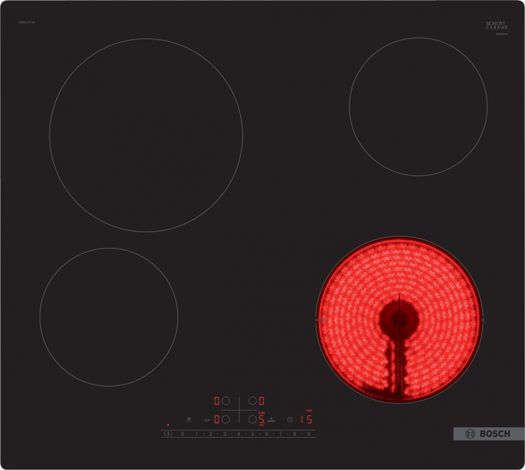 Электрическая варочная панель Bosch PKE611FP2E на 4 конфорки, шириной 59.2 см, черный