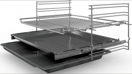 Электрический духовой шкаф Bosch HBF534ES0Q Serie 4, нержавеющая сталь, EcoClean, 66 л, 8 режимов, телескопические направляющие