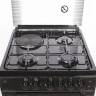 Комбинированная плита Vesta Valencia VKE 10-E Чёрный, 3 газовые конфорки, 1 электрическая конфорка, эмалированная, электрическая духовка, 65 л