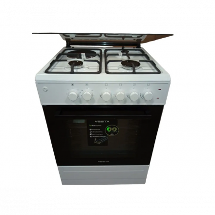 Кухонная плита Vesta Valencia VKE 20-E Белый CHU, комбинированная, 3 газовые конфорки, 1 электрическая конфорка, электрическая духовка, 65 л, электроподжиг 