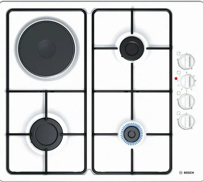 Комбинированная варочная панель Bosch PBY6C2B82Q, 4 конфорки, газ-контроль, электроподжиг, эмалированная сталь