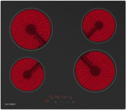 Электрическая варочная панель NORDEN VTRC 1 4G BLG черный, 4 конфорки, сенсорное управление, 9 уровней мощности