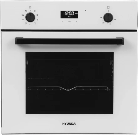 Духовой шкаф HYUNDAI 6009.25 WG, белый, 64 л, эмаль легкой очистки, переключатели поворотные/сенсорные, 8 программ, телескопические направляющие