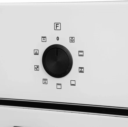 Духовой шкаф HYUNDAI 6009.25 WG, белый, 64 л, эмаль легкой очистки, переключатели поворотные/сенсорные, 8 программ, телескопические направляющие